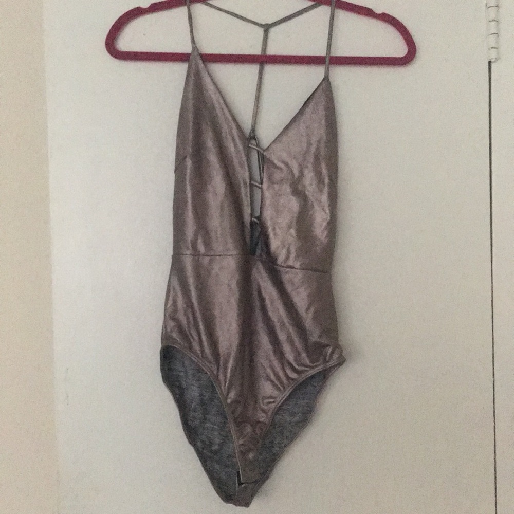 FOREVER21 chrome colored bodysuit